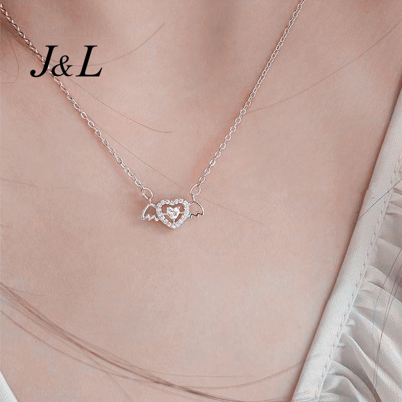 New Arrival Women Jewelry Alloy Rhinestone Zircon Cupid's Heart Pendant Neckalce
