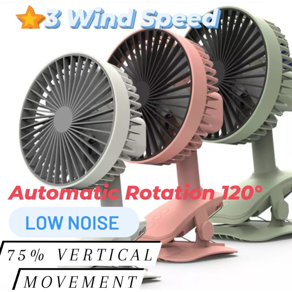 SG 🌟 Rechargeable Clip Fan Portable Mini Handheld Fan Home Office Desk Air Cooler Baby Fan