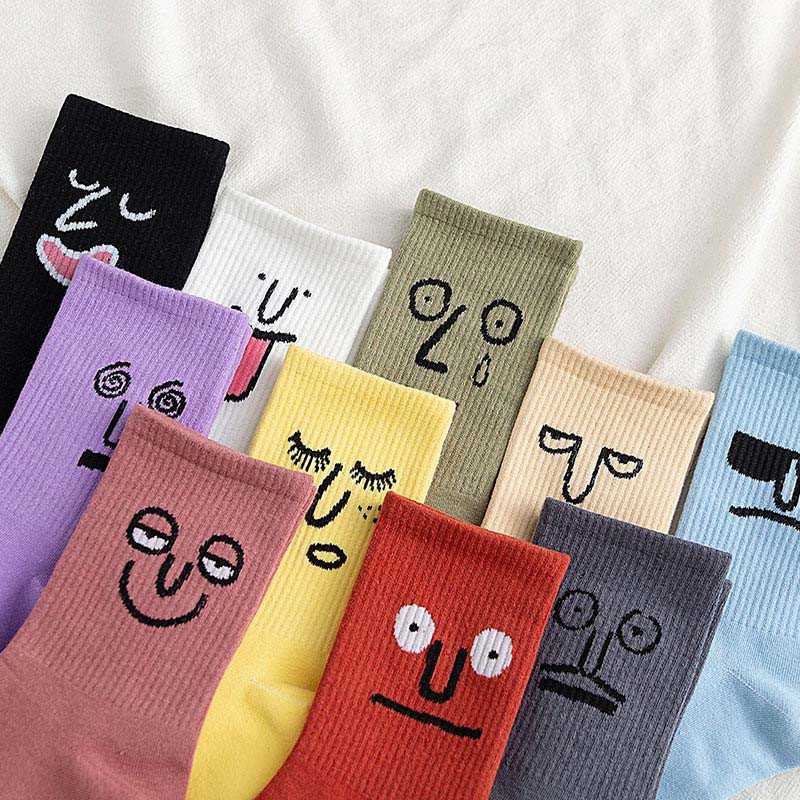 Cute Funny Expression Socks Colorful Women Men Unisex Socks Shopee