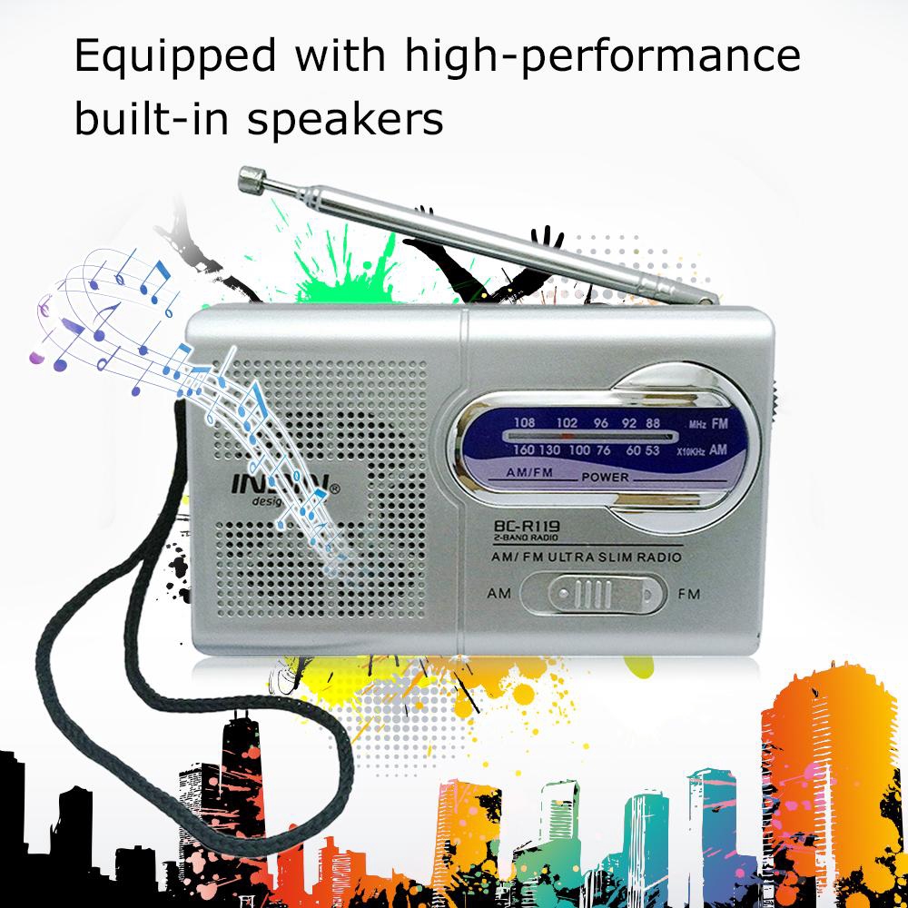 Bc-r60 pocket radio telescopic outdoor mini am/fm dual band radio world  receiver 88-108mhz speaker 3.5mm earphone jack
