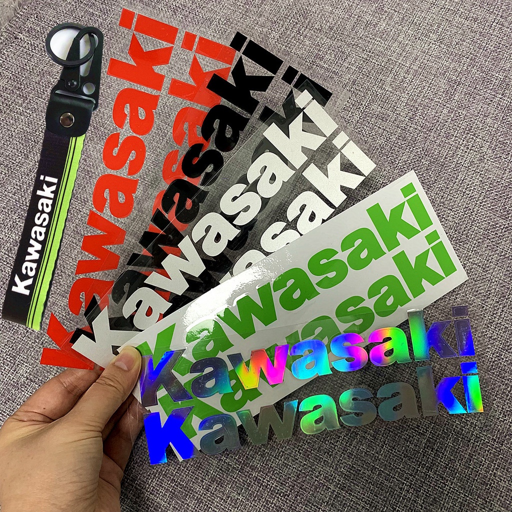 Motorcycle KAWASAKI Reflective Sticker Nylon Leather Keychain Set Side