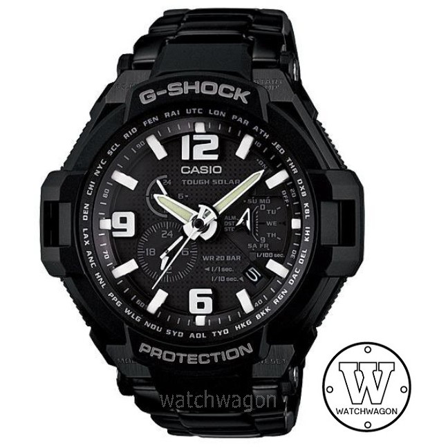 Watchwagon Rare Casio G Shock G 1400D 1A Tough Solar Gravity Defier Full Black Steel Band World Time G 1400 G1400 Shopee Singapore