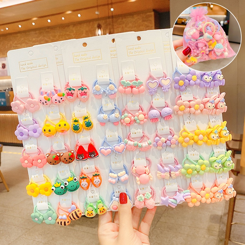10PCS/Set Cartoon Rubber Bands Ponytail Holder for Baby Girls Kids