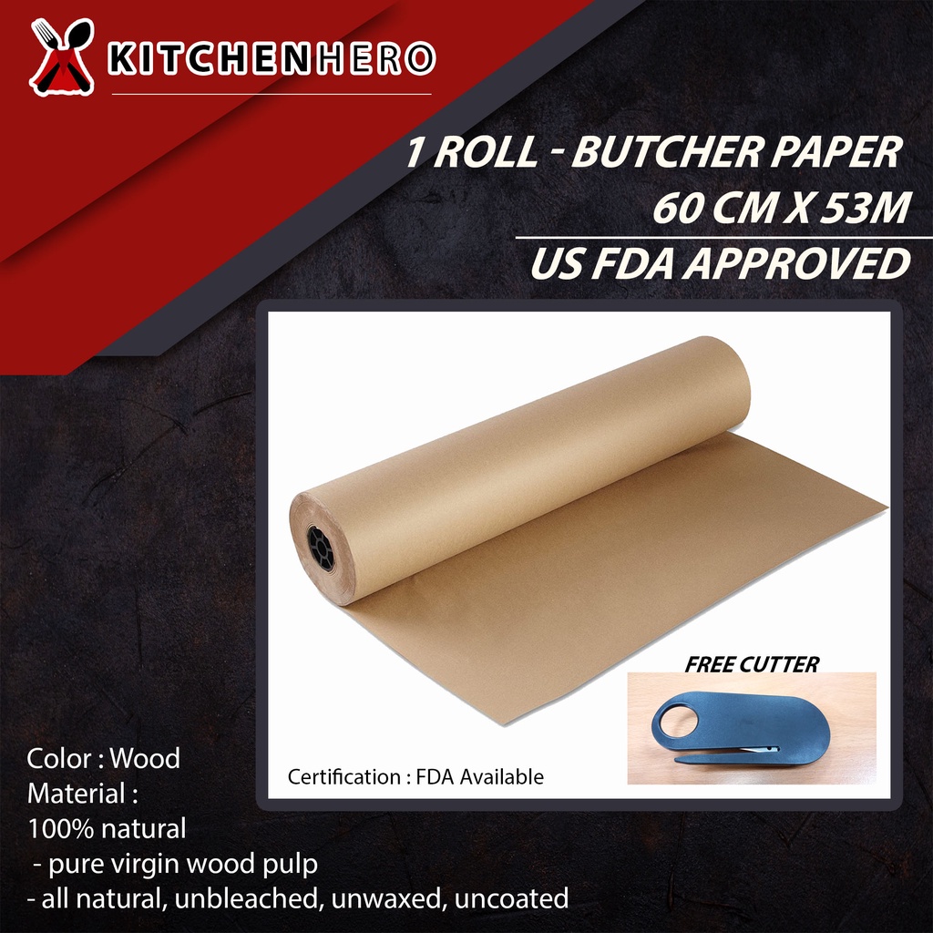 Butcher Paper ( 60cm x 53m ) Wood Color - 1 Roll / US FDA Approved ...