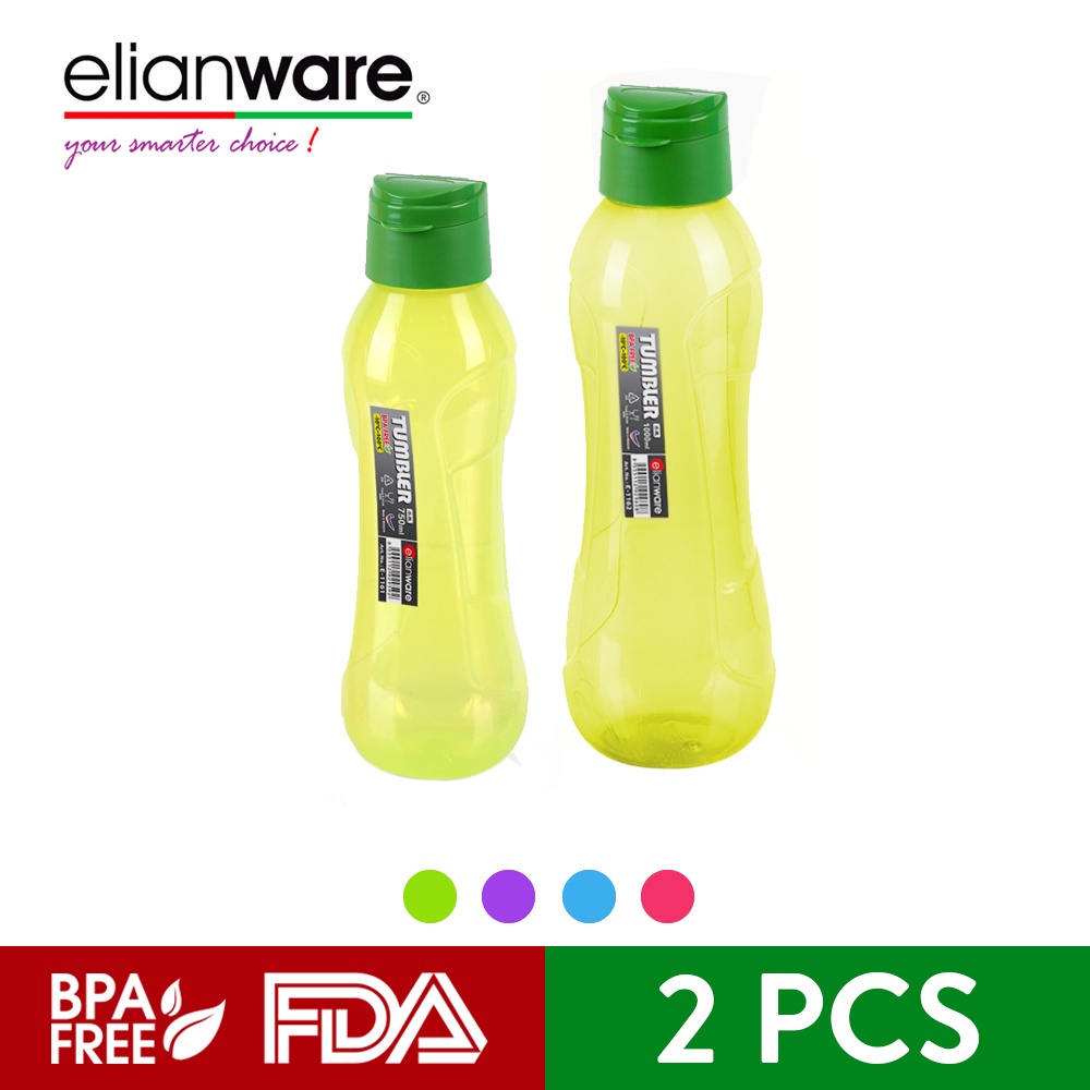 Elianware BPA Free Sporty Flip Top Water Bottle (1000ml+ 750ml x 2 Pcs) Shopee Singapore