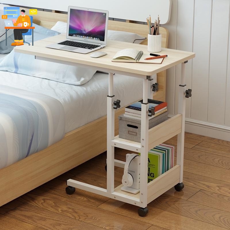 Lifting Movable Bedside Table with Storage Shelf Lazy Study Desk ...