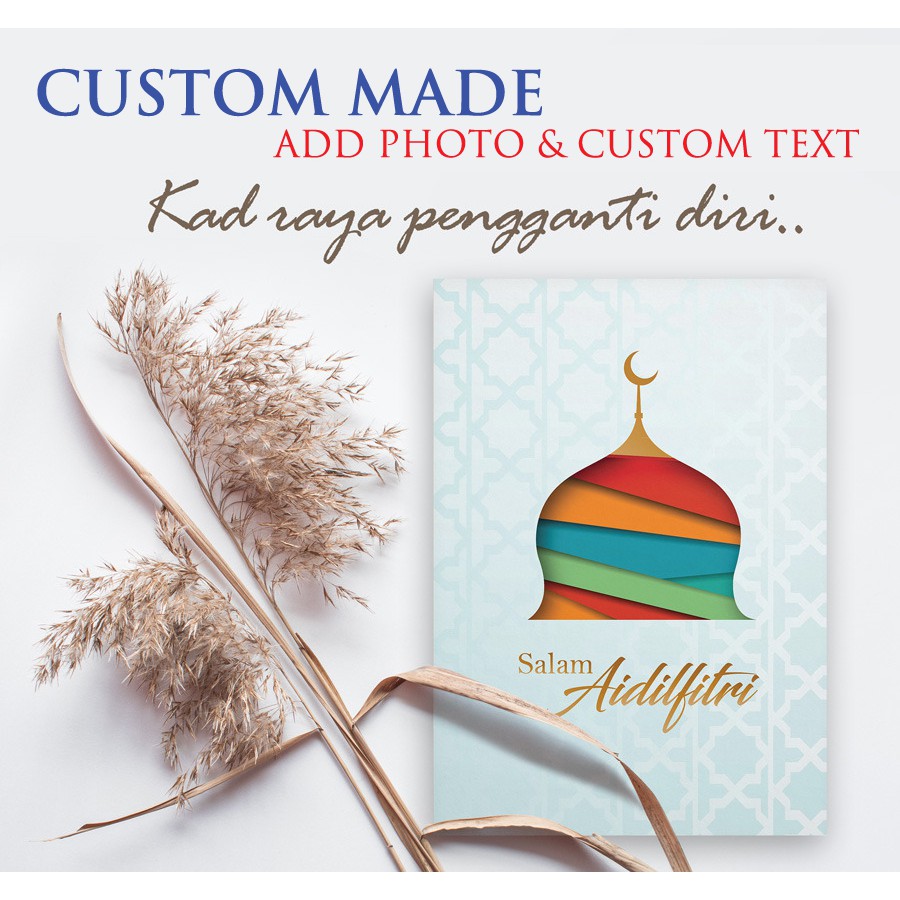 10pcs Kad Raya CUSTOM Made insert your content & photo Luxury Selamat ...