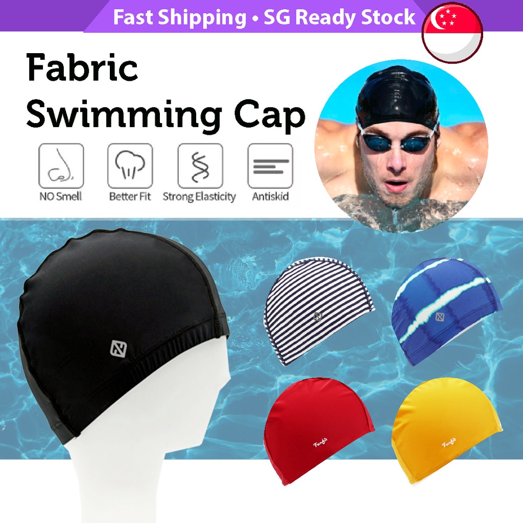FUNFIT Fabric Swim Cap (Variety Colours) High-Quality Stretch Beach ...