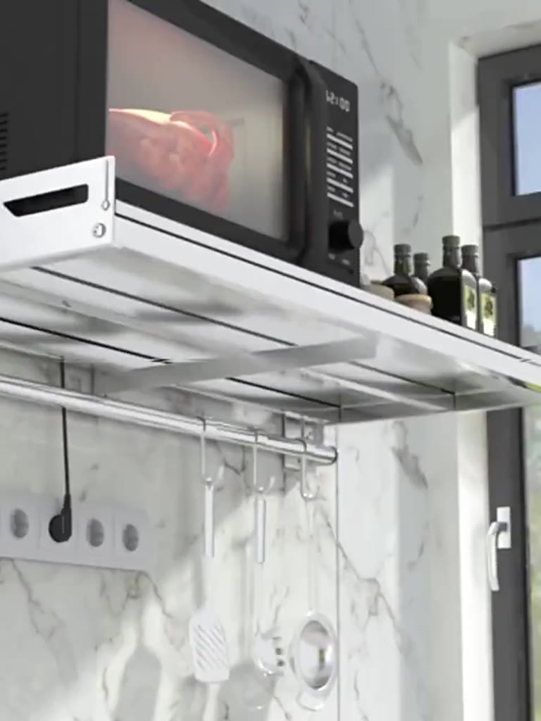 [48h Shipping]304 kitchen stainless steel storage rack hanging wall ...
