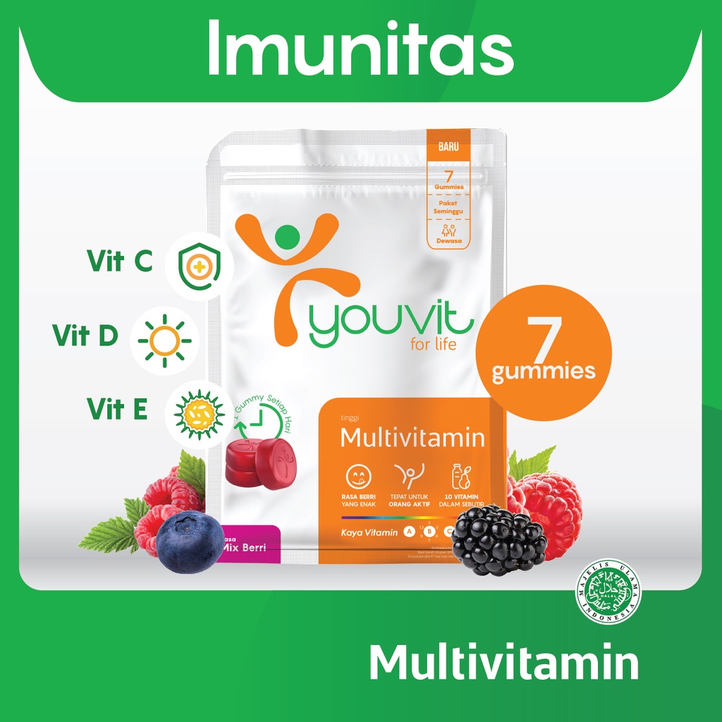Youvit Multivitamin Dewasa 1 Sachet Isi 7 Gummy / Daya Tahan Tubuh - Gambar 2