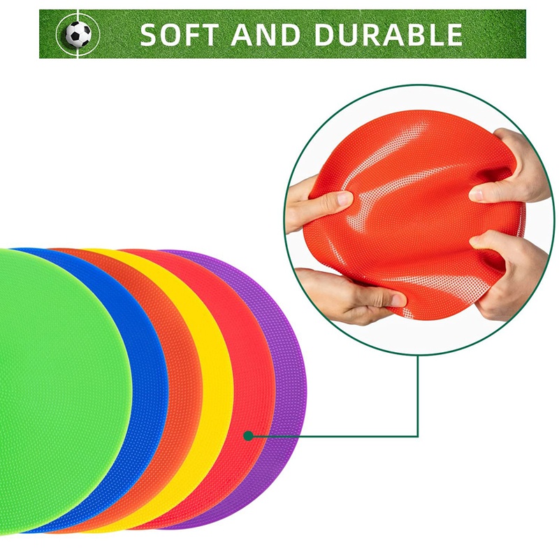 PATIKIL 9 Inch Poly Spot Markers, 6Pcs Non Slip Rubber Floor Dots With Storage Bag Flat Agility Cones For Sports Training Basketball Football, Black