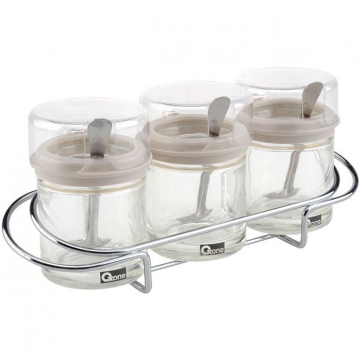 Oxone OX325 Toples Bumbu Makanan Condiment Jar Stainless 250 ml - Gambar 2