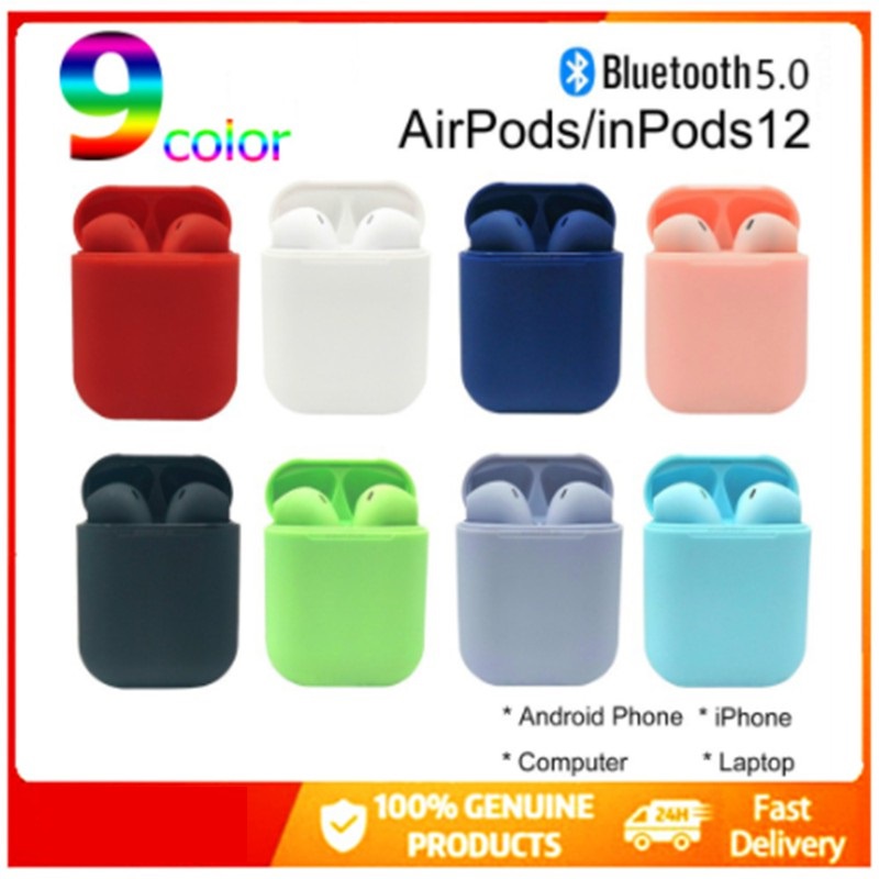 Inpods 12 Wireless Bluetooth Earphones Fashion Classic Macaron i12  Headphones 9 Colors Ready Stock Earbuds