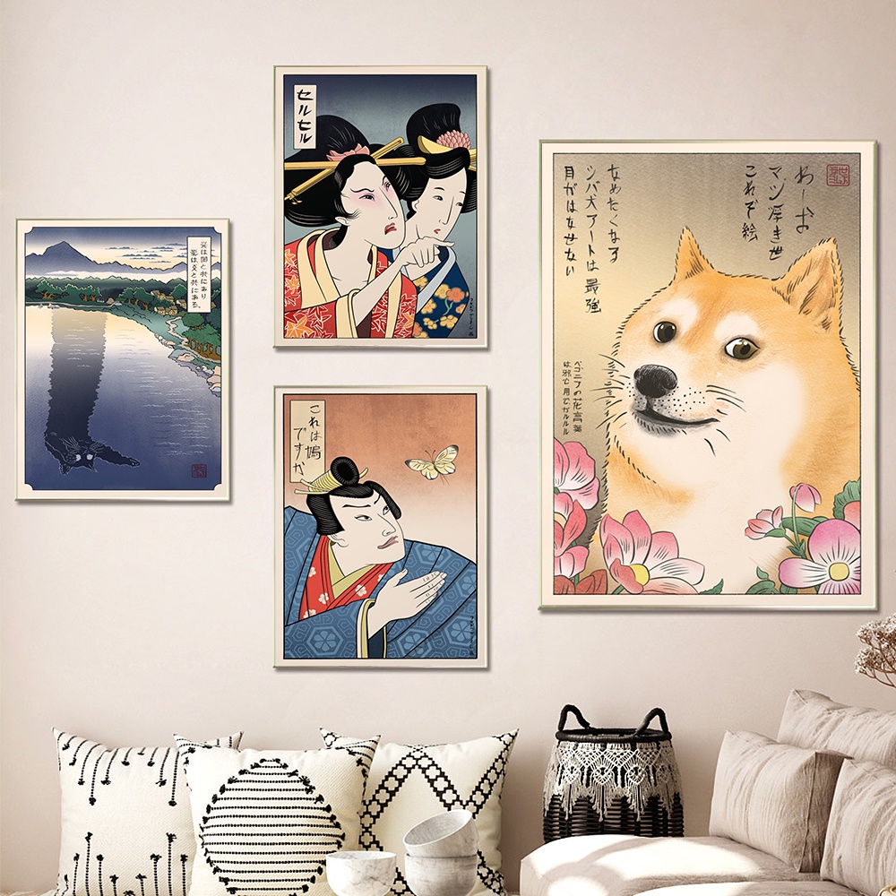 Japan Ukiyoe Style Posters and Prints Woman Yelling at Cat Canvas ...