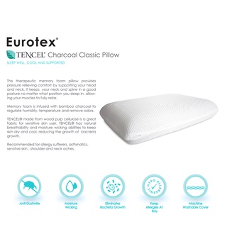 Eurotex, Tencel Charcoal Memory Foam Contour / Classic Pillow, Tencel ...