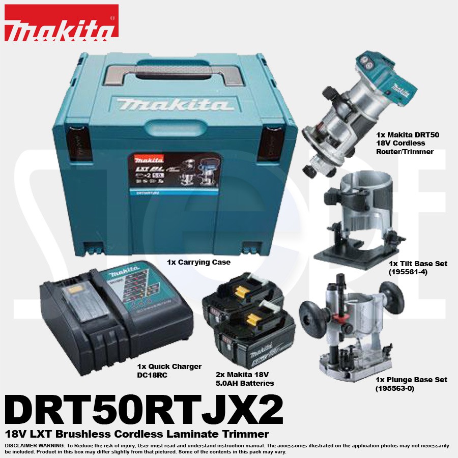 Makita DRT50RTJX2 18V LXT Brushless Cordless Router Laminate