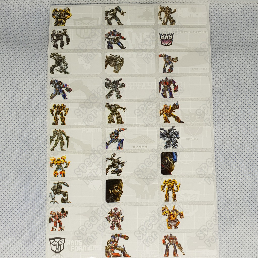 Waterproof Children Name Stickers - Transformers | Shopee Singapore