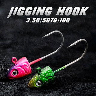 JOHNCOO 5PCS Jig Head Fishing Hook Softplastic Casting Matakail mancing  Siakap Haruan Toman Zman Hook SP fishing