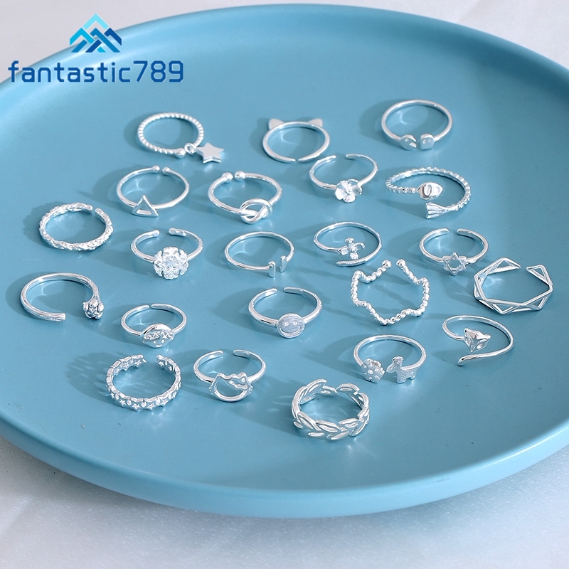 Fantastic789 S925 Silver Open Finger Ring Women Girl Engagement Party Jewelry Accessories
