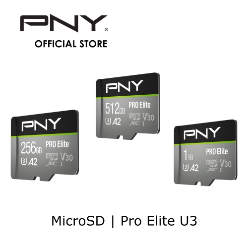 PNY PRO Elite Class 10 U3 V30 microSD Flash Memory Card 256GB