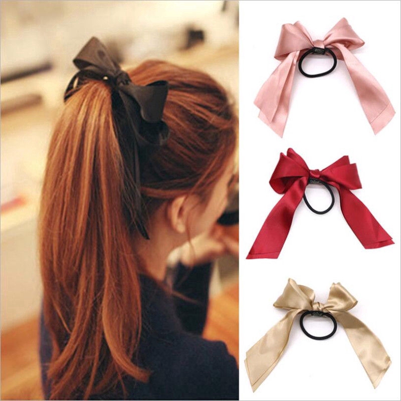 Women Cute Rubber Bands Tiara Ribbon Bow Hair Band Rope | Shopee Singapore