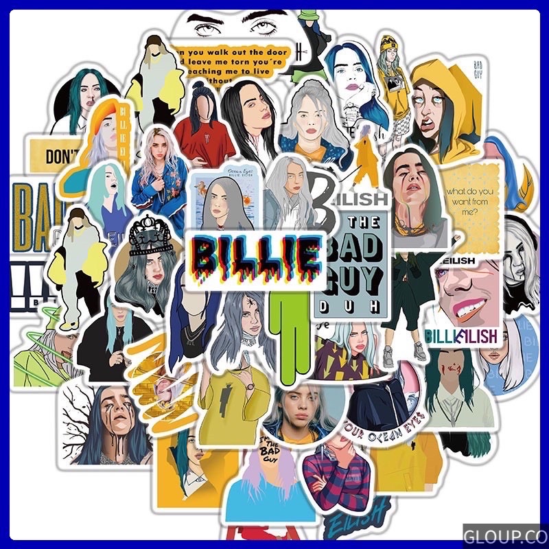 50pcs BILLIE EILISH SINGER PVC WATERPROOF STICKER LAPTOP NOTEBOOK ...