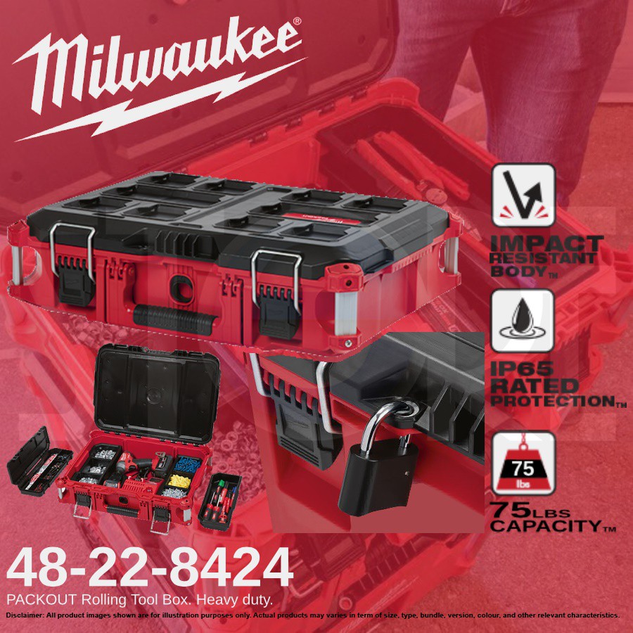 Milwaukee PACKOUT™ Heavy Duty Tool Box 48-22-8424 tool organizer IP65 ...