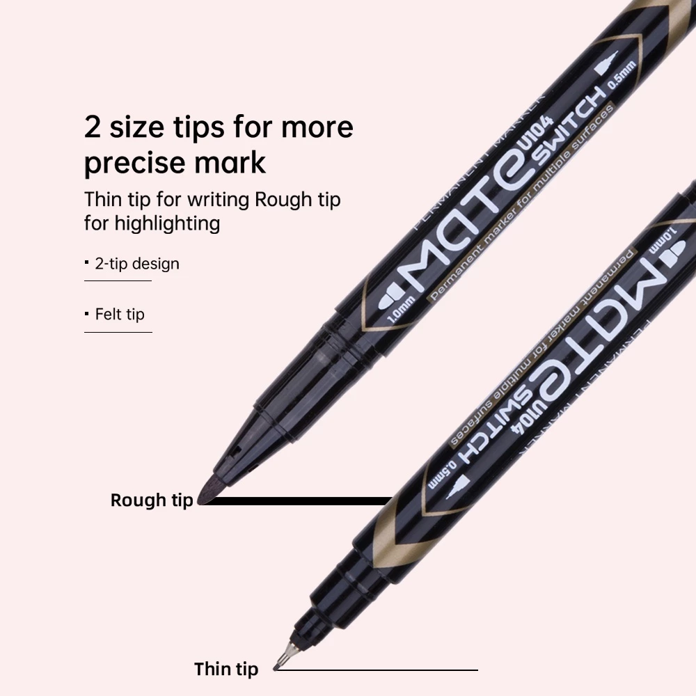 Deli Spidol permanen - 2-tip 0.5mm/1.0mm Cepat kering tidak beracun EU104X0 - Gambar 3