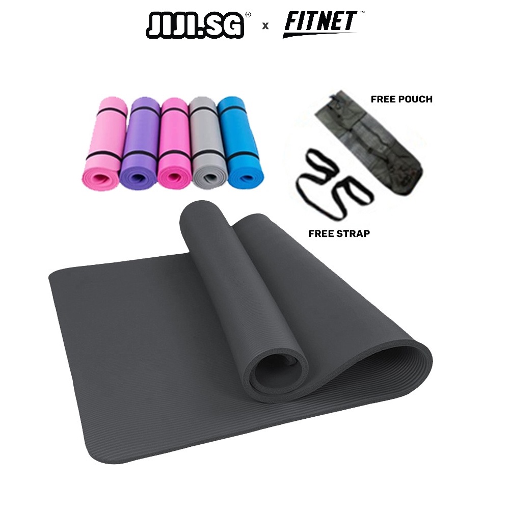 (JIJI.SG x PVC YOGA MAT/ 6mm Thick / 173 x 61CM / Comes with Yoga STRAP & Yoga POUCH