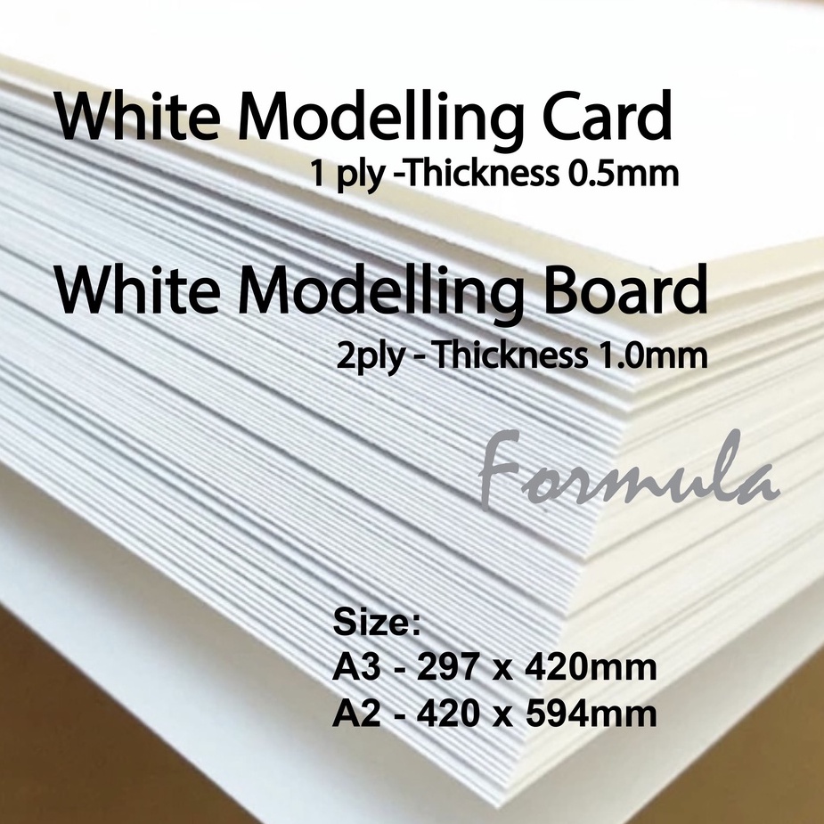 White Modelling Card 1ply 0.5mmv/ Modelling Board 2ply 1.0mm - A3/A2 A3 ...