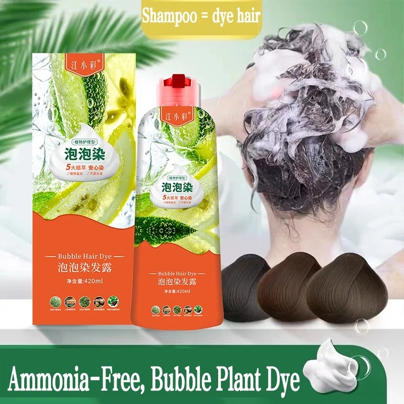 Botanical Bubble Hair Dye Shampoo Gentle One Black One Wash Color