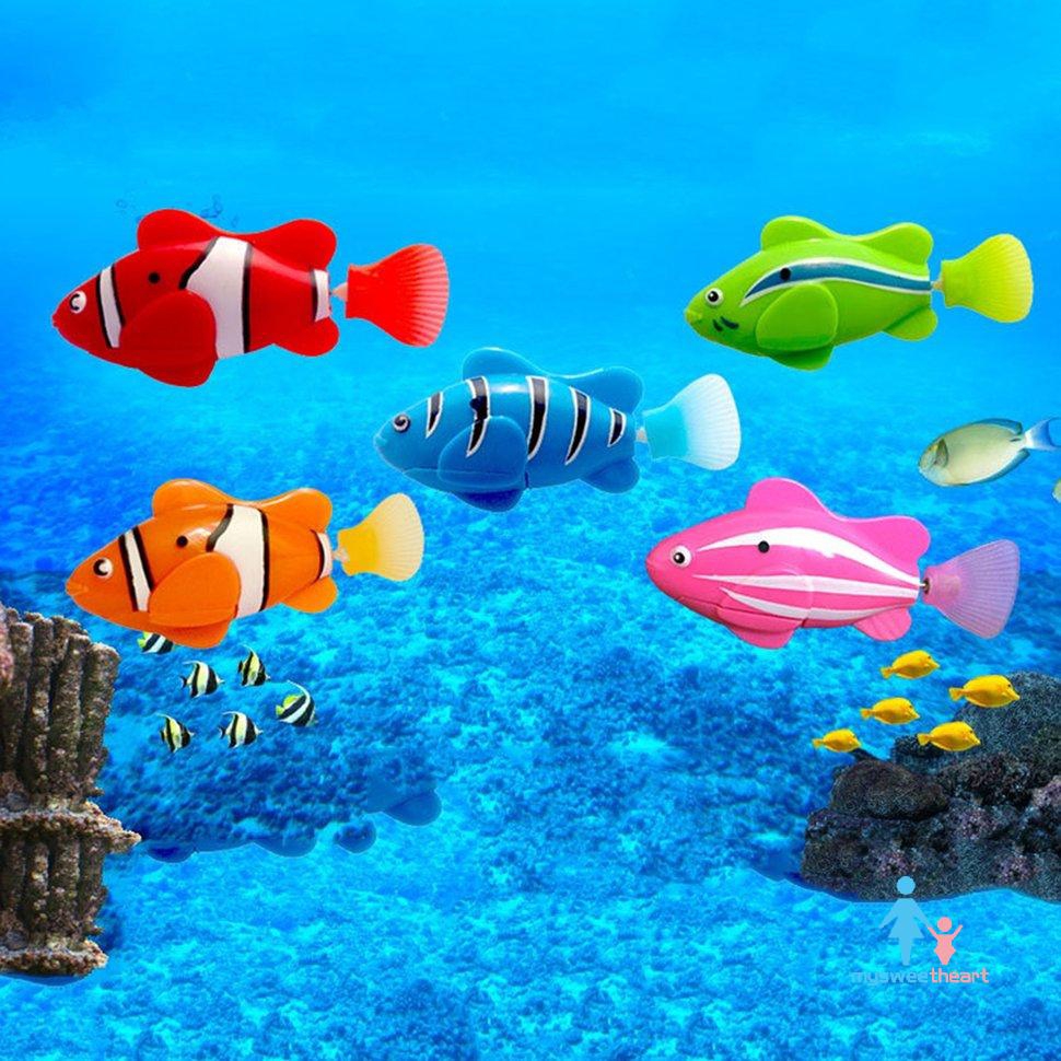 【new product】 robo fish simulation magic electric swimming induction electronic clown fish infant children bathing water toy
