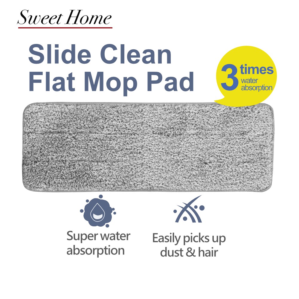 Supamop Slide Clean Flat Mop Pad Handwash Free Superfine Fiber Refill 3 ...