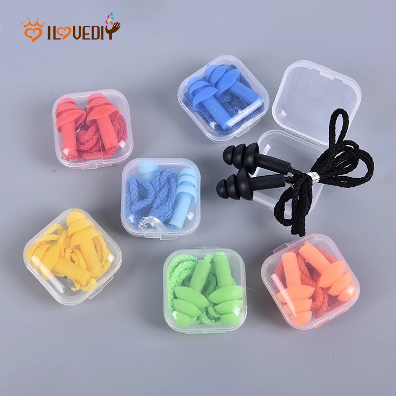 1 Pair Soft Reusable Silicone Ear Plugs/ Waterproof Noise Reduction ...