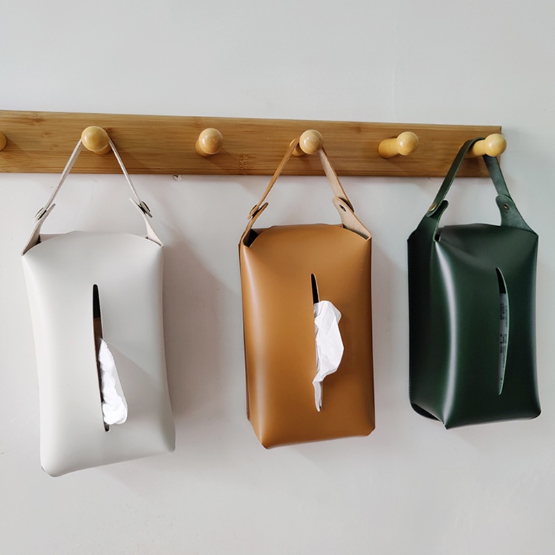 MOLYGO Creative Hanging Tissue Case Storage Box PU Leather Home Toilet ...