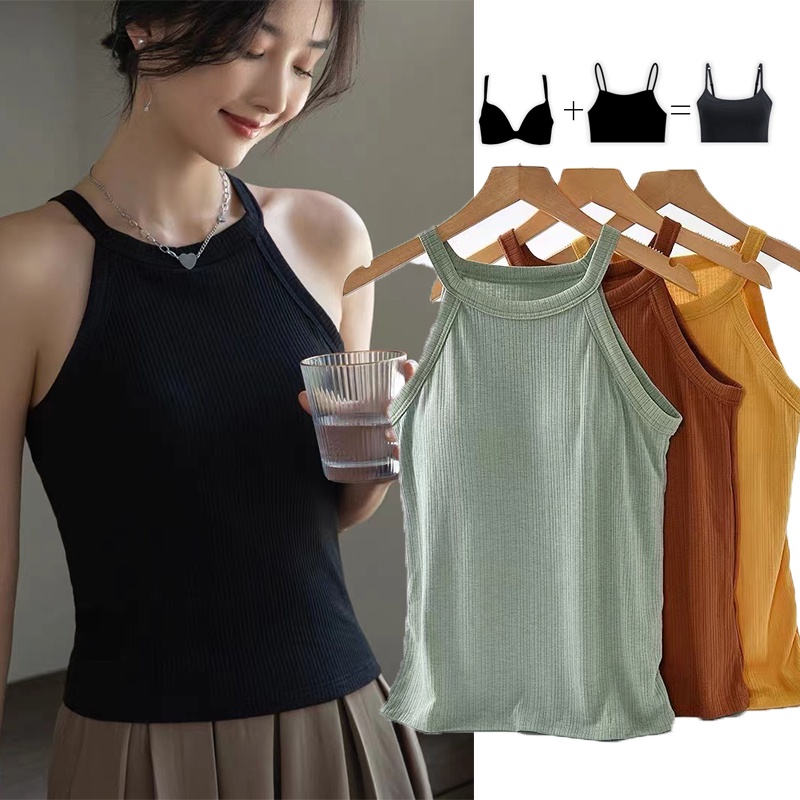 ❀FR❀Sexy Women Solid Color Spaghetti Straps Slim Camisole Crop Top  Bottoming Blouse