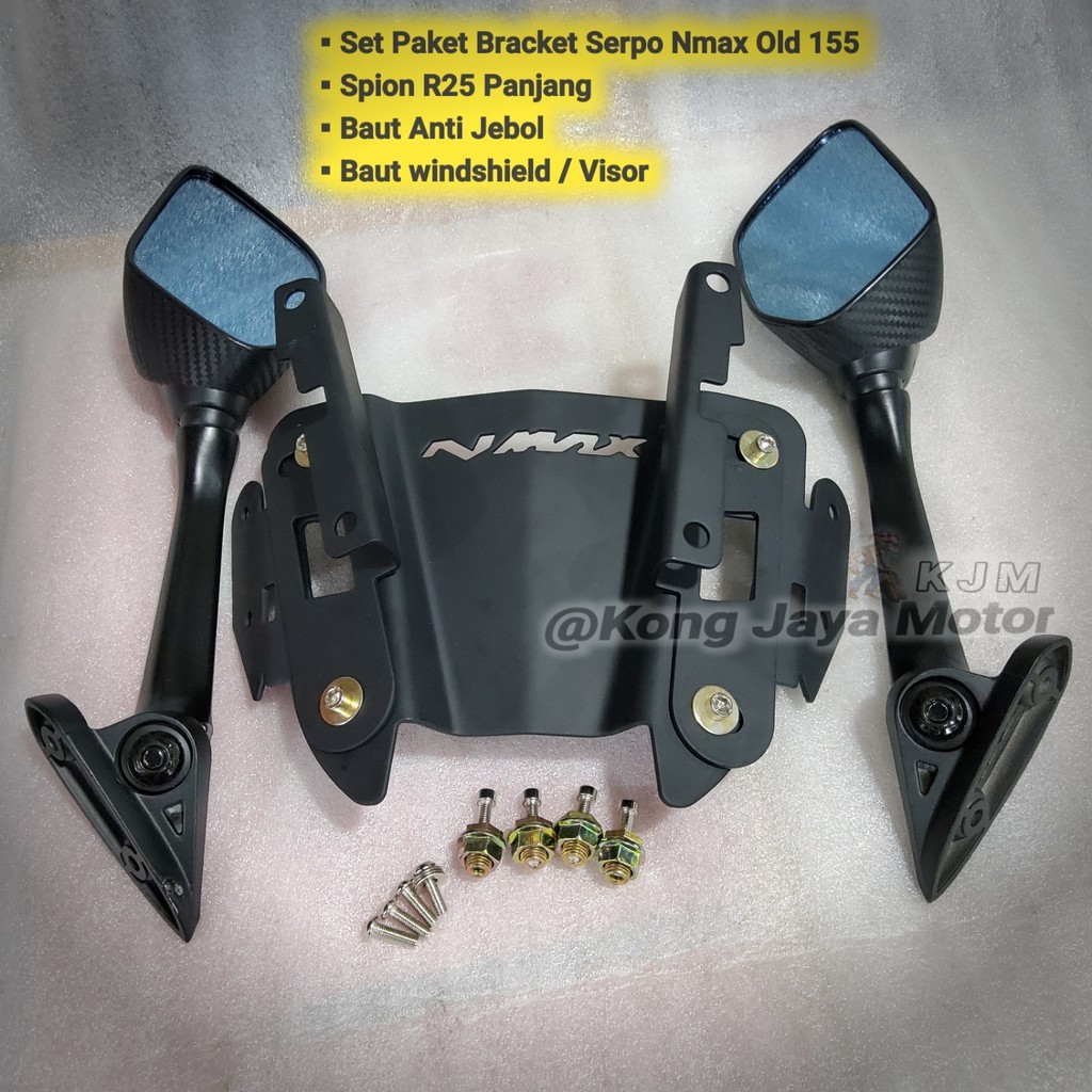 New NMAX & NMAX SERPO BRACKETS + R25 MIRRORS SET ANTI-SUCK BOLT MIRROR ...