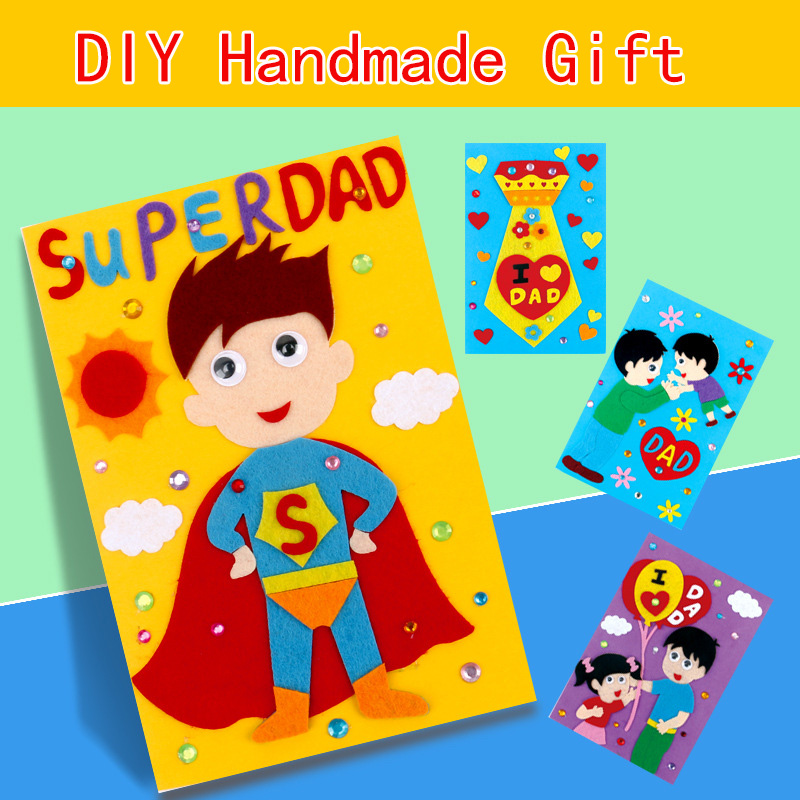 Kids DIY Handmade Material Kit Kids Play Arts Crafts Kindergarten Father's Day Gift Birthday Gift Greeting Card Children Educational Toy