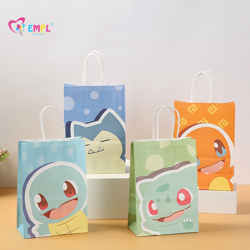 New Pokémon Printed Carrying Paper Bags Kids Birthday Party Themed Gift Bags Candy Bags