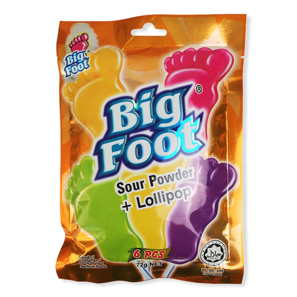 Big FOOT fruit lollipop covered with Malaysian sugar powder - 72gr bag ...