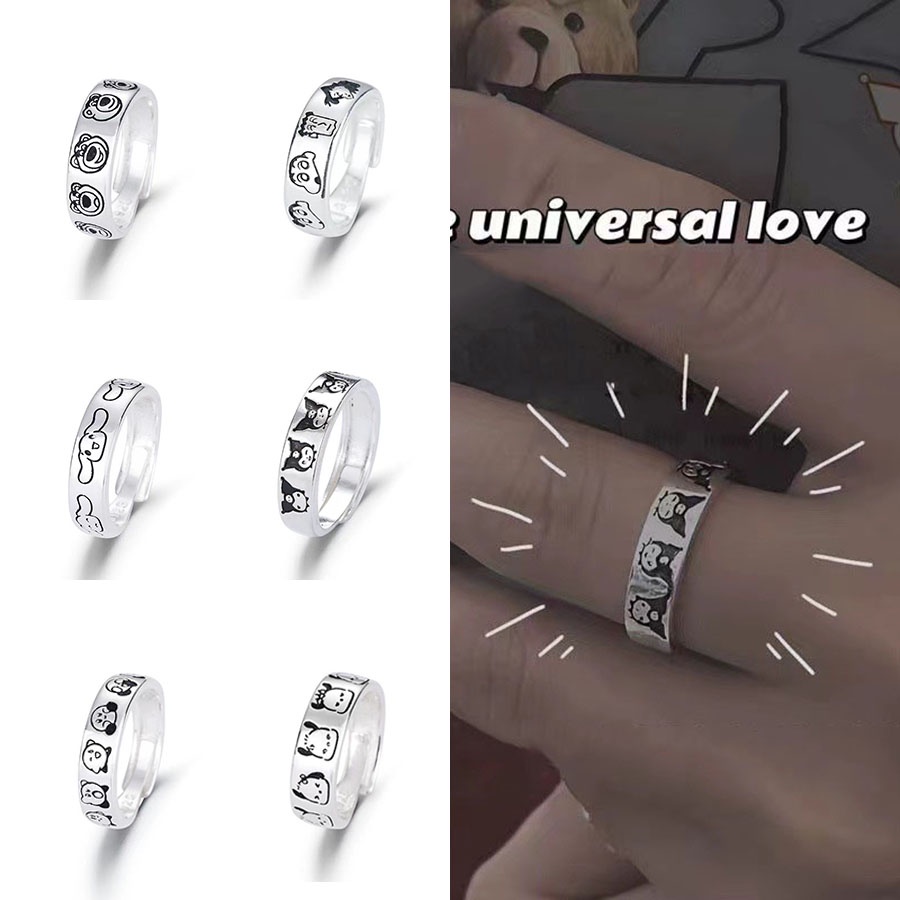 Fashion Women Jewelry Cute Alloy Silver Plated Dog Bear Cat Ring