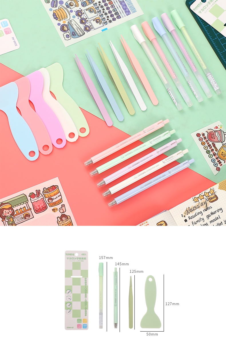 JIANWU 4 Pcs Cute Journal Tools Stationery Set Creative Dot Glue Pen ...