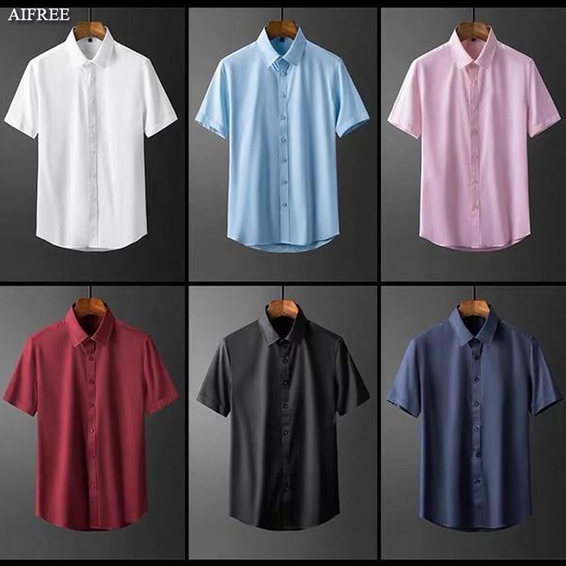 Men's Slim Fit Long Sleeve Cotton Button Down Shirt – Asian 4XL Black - Casual & Formal Style - View #4