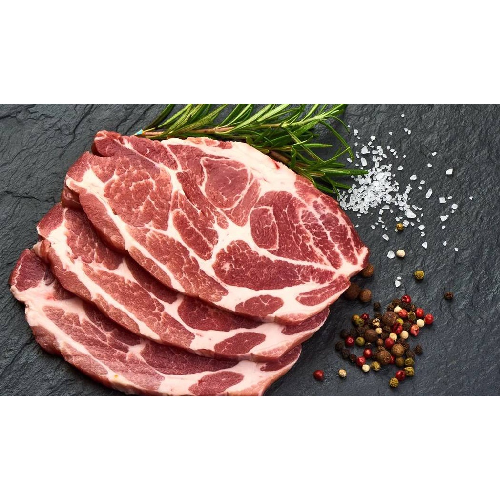 [Leader Food] Pork Collar Thick BBQ Slice 1.5cm (猪颈肉厚切1.5cm烧烤片) - 1Kg ...