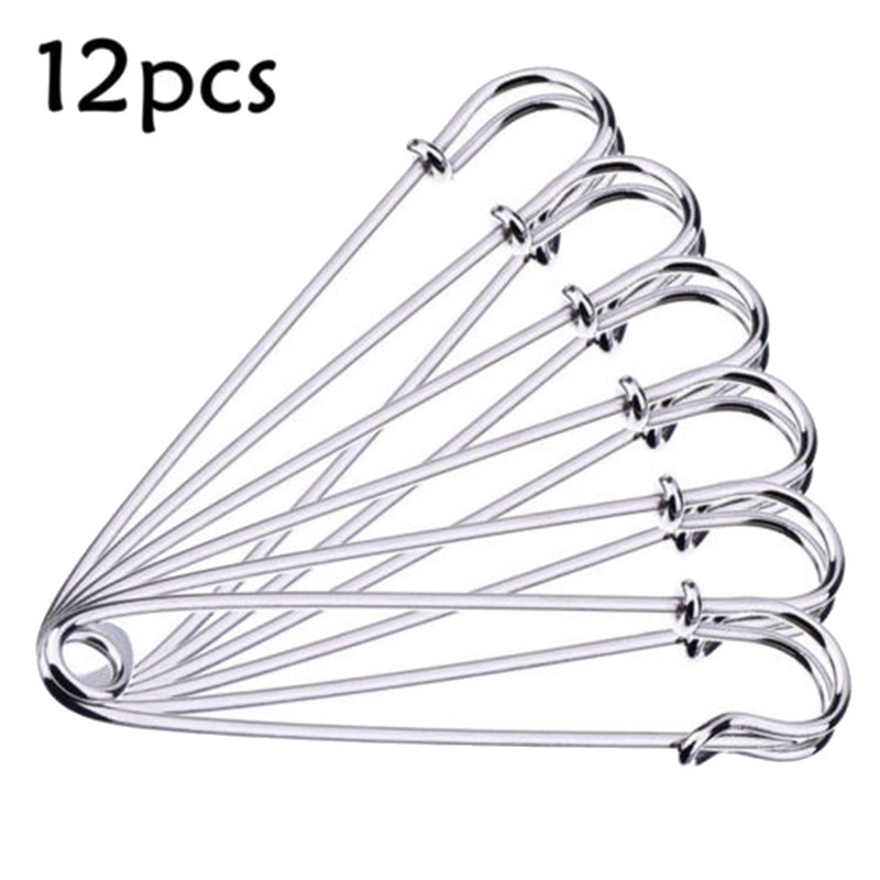 PTPTRATE 12pcs New Large Heavy Duty Stainless Steel Big Jumbo Safety Pin Blanket Crafting