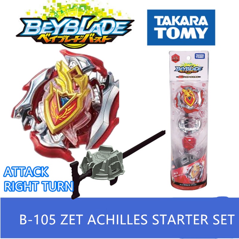 GENUINE TOMY BEYBLADE BURST STARTER SET W/ LAUNCHER B-105 ZET ACHILLES ...