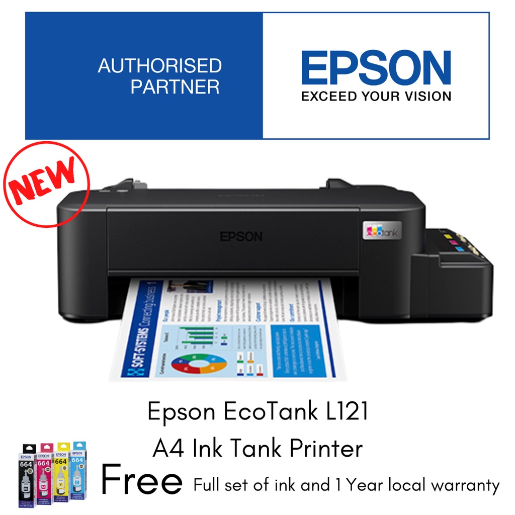 Epson Ecotank L121 A4 Ink Tank Printer Single Function Replacement Model L120 L 120 121 Shopee 1338