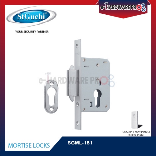 St Guchi SGML-H181 SS Sliding Mortise Double Hook Lock St Guchi Lock St ...