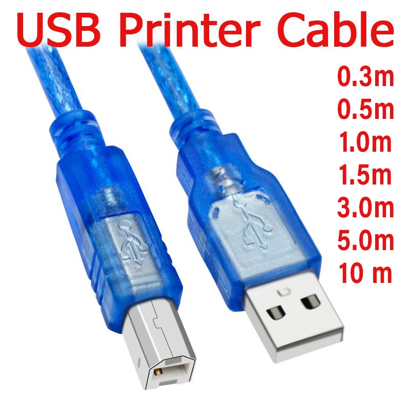 USB Printer Cable 0.3m / 0.5m / 1m / 1.5m / 3m / 5m / 10m USB 2.0 for ...