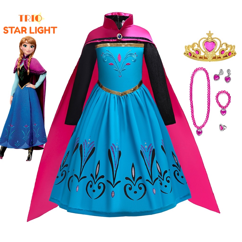 Kids Cosplay Frozen Anna Costume Girls Birthday Party Princess Dress  Halloween Christmas Dress Up | Shopee Singapore